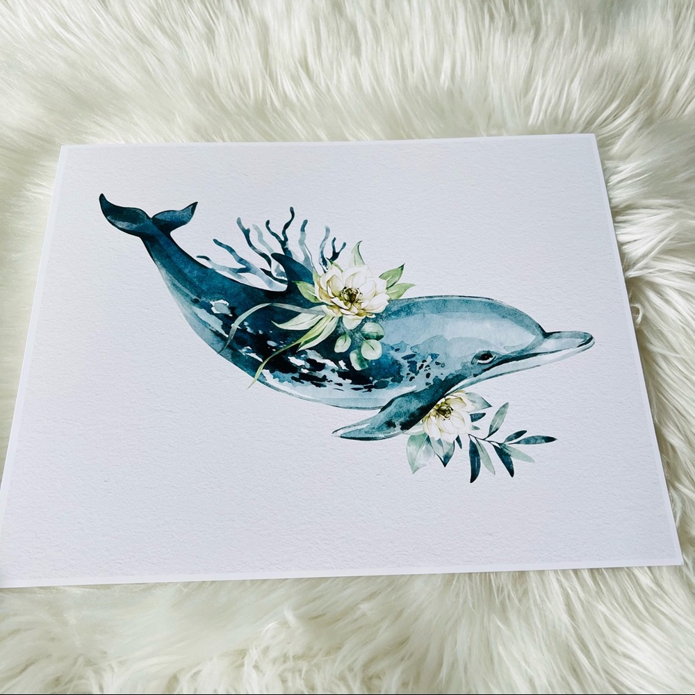 Wall Art Watercolor Dolphin Print Poster Unframed - Picture 12 of 16